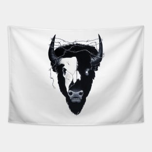 Dead Eyes Buffalo Skull Art Tapestry