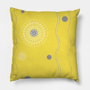 entry for the Yellow and Gray contest: stylized dandelions on a yellow background Pillow