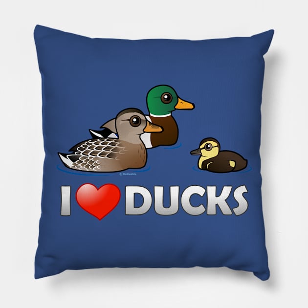Cute Cartoon I Love Ducks Pillow by birdorable