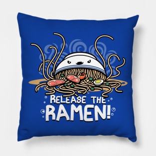 Release the Ramen Funny Cute Kawaii Kraken Japanese Ramen Foodie Meme Pillow