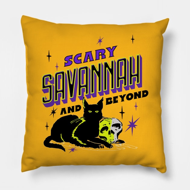 Scary Savannah Black Cat! Pillow by Scary Savannah and Beyond