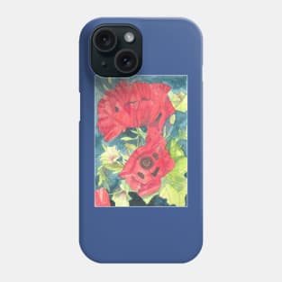 Red poppies watercolour painting Phone Case