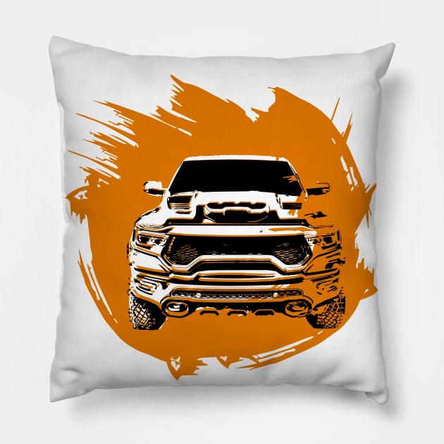 Orange Ram pickup Pillow by mfz