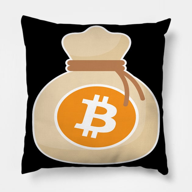 Bitcoin Money Bag Pillow by Twistedburt