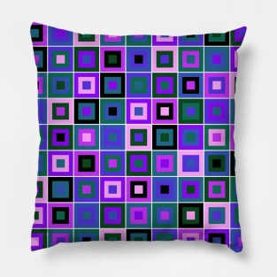 Abstract Square Geometric | Pop Fashion Modern Fusion Layered Blue Green Pink Regular Pillow