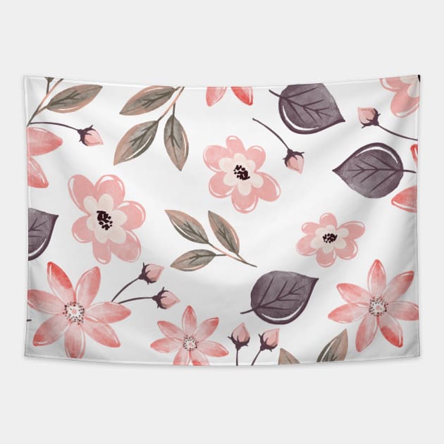 Cute Pink Watercolor Spring Floral Tapestry by Printable Pretty