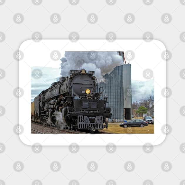 Big Boy Steam Train Leaving Ellsworth Kansas USA Magnet by ROBERTDBROZEK