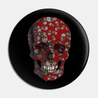 Happy Skull Random Pattern  (Red) Pin