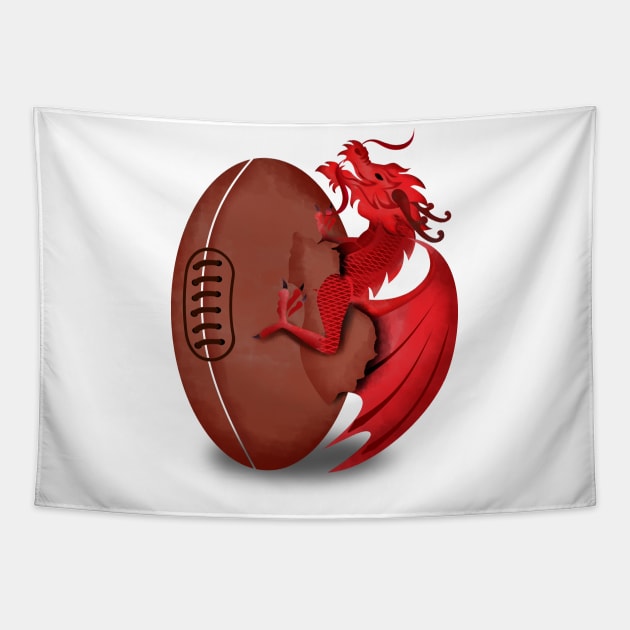 dragons born of football Tapestry by osvaldoport76