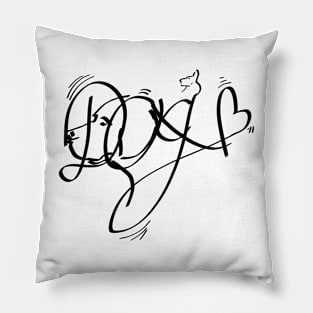 Dog in calligraphy Pillow