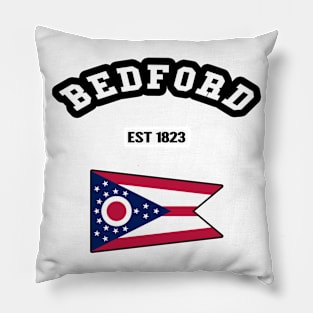 🐱‍👤 Bedford Ohio Strong, Buckeye State Flag, 1823, City Pride Pillow