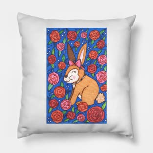 Spring Rabbit And Roses Pillow