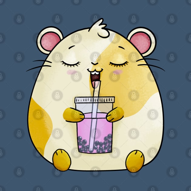 Cute Kawaii Hamster enjoying his Boba Tea by Fun4theBrain