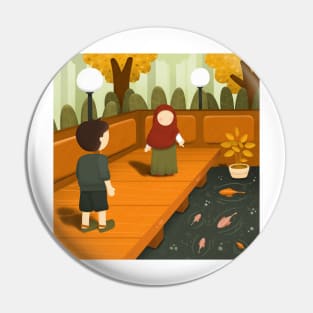 Kids on fish pond Pin