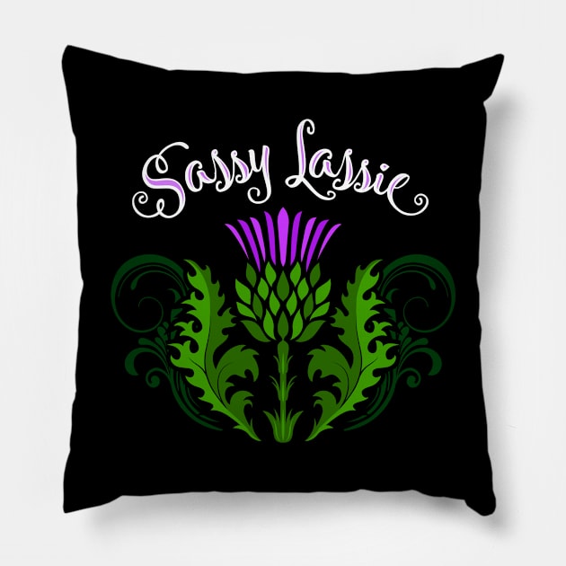 Sassy Lassie Scottish Women Girl Pillow by Celtic Folk