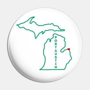 Port Austin MI Love (green) Pin