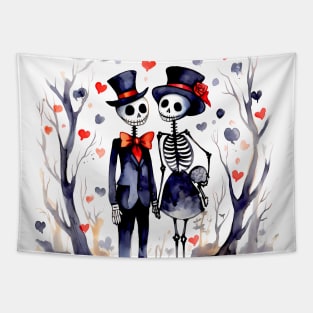 Happy Halloween: Halloween Skeletons in Love 2 Tapestry