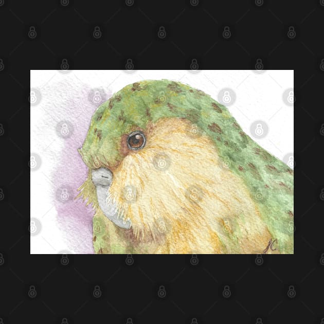 watercolor kakapo owl parrot portrait painting by Oranjade0122