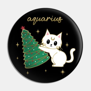 Aquarius Holiday Kitty Cat Pin