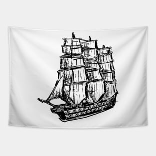 Old fashioned pirate ship schooner Tapestry