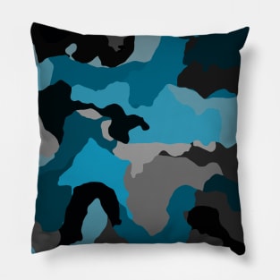 Black Blue and Gray Camo Pillow