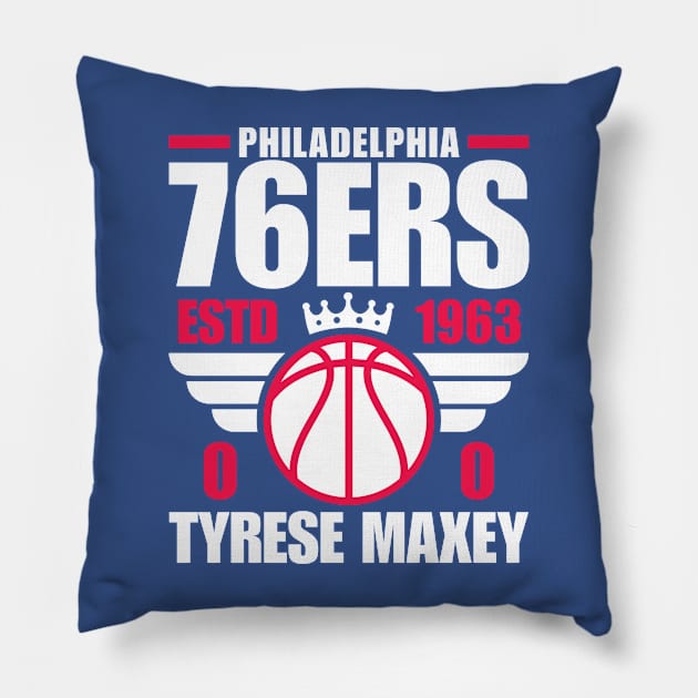 Philadelphia 76ERS Maxey 0 Basketball Retro Pillow by ArsenBills