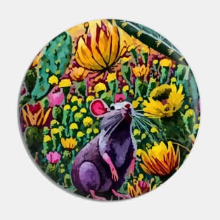 watercolor cactus flower termite rat Pin