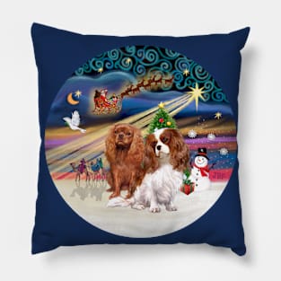 "Christmas Magic" with Two Cavalier King Charles Spaniels Pillow
