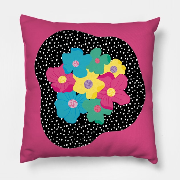 Spots and Flowers Blob Pillow by Gemello Prints