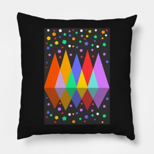 Colorful mountains and hexagons Pillow