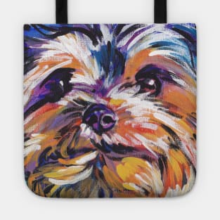 Yorkie Yorkshire Terrier Bright colorful pop dog art Tote