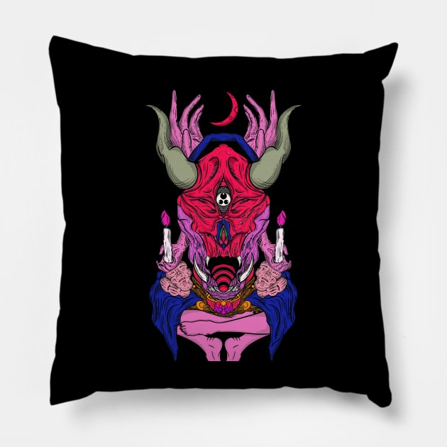 horroar japanesse Pillow by Karo Art