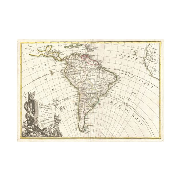 Vintage Map of South America (1762) by Bravuramedia