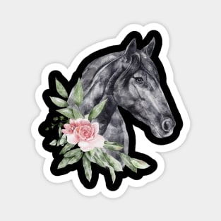 Floral Wild Horse Mustangs Animal Spirit Wildlife Rescue Magnet