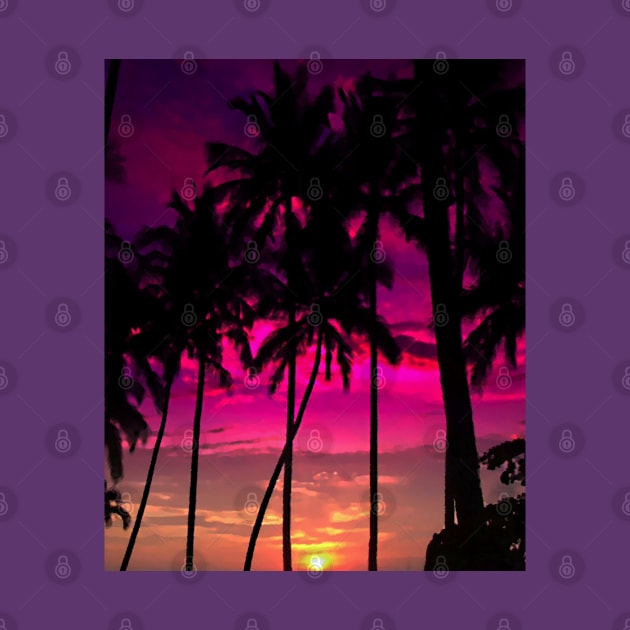 Palm Tree Sunset Horizon Digital Painting by Glenn Landas Digital Art