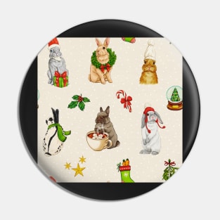 Christmas bunnies Pin