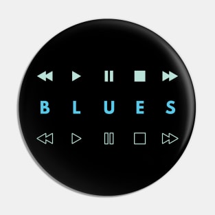 Blues Style Music Player Buttons Light Blue Pin
