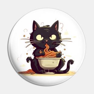 cat eating spaghetti Pin