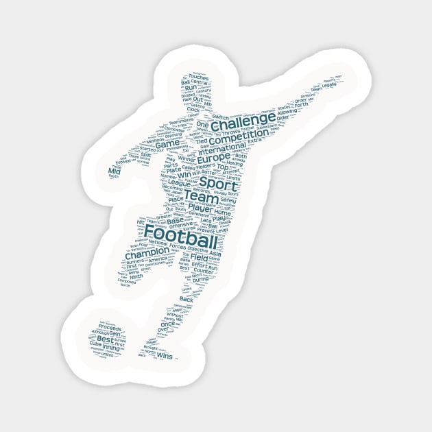 Football Footballer Silhouette Shape Text Word Cloud Magnet by Cubebox