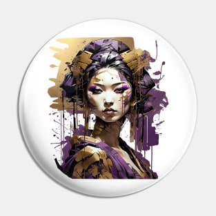 Purple Geisha with gold ornaments Pin