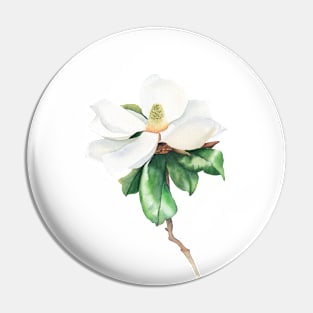 White magnolia watercolor art Pin