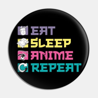 Eat Sleep Anime Repeat Kawaii Japan Otaku Girls Teenage Pin