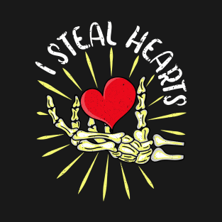 I Steal Hearts Skeleton Hand Valentines Day Funny Pajama T-Shirt