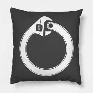 Ouroboros Wrench (hand drawn white) Pillow