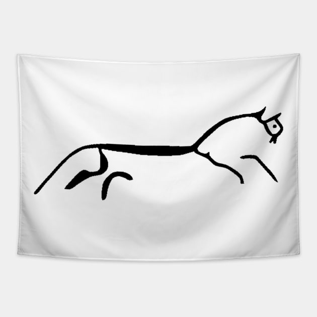 Uffington Horse: Bronze Age Art (black) Tapestry by Artimaeus