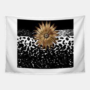 Animal Print Black and White and  Gold Tapestry