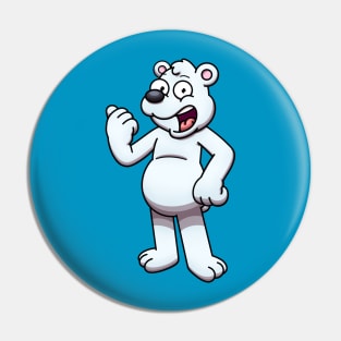 Friendly Cartoon Polar Bear Pin