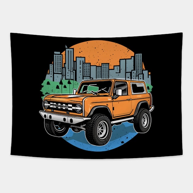 Bronco City Tapestry by SimpliPrinter