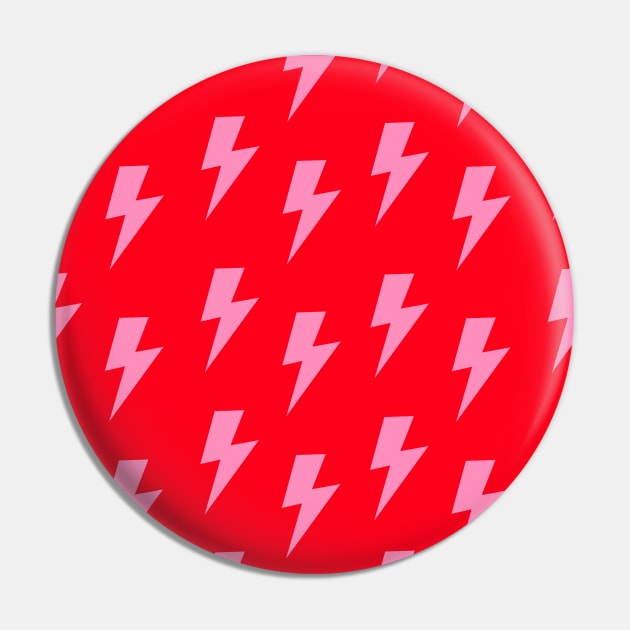 Pink Lightning Bolts on Red Pin by OneThreeSix