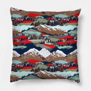 Swiss village folk art Pillow